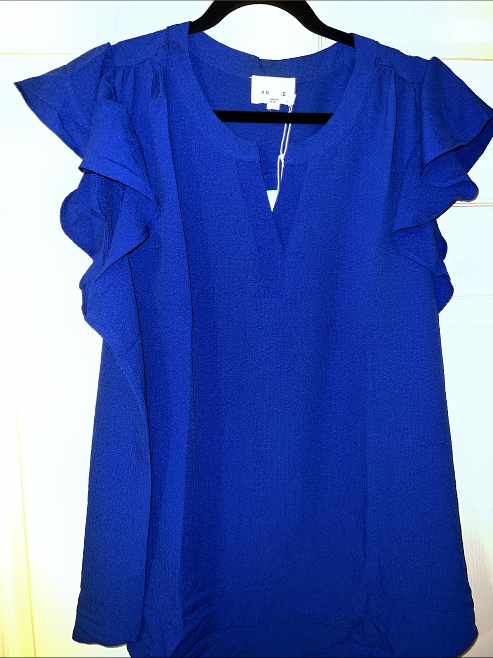 Blue Ruffle Sleeve Women's Blouse